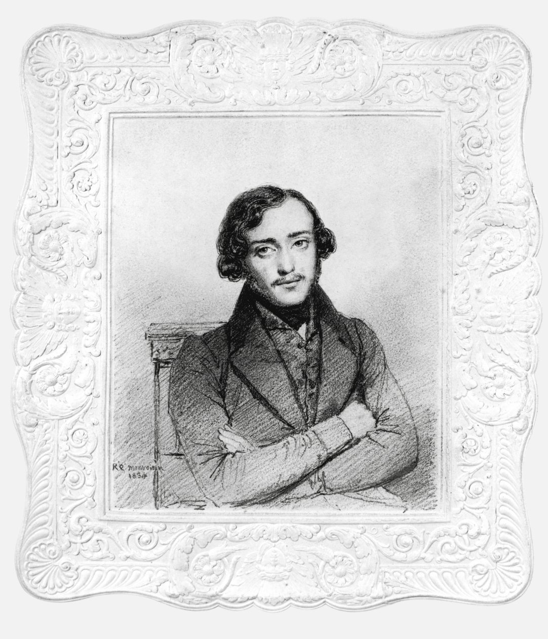 Eugene Emmanuel Viollet-le-Duc（1814-79）の肖像1834年20（木炭と紙に鉛筆） 作： レイモンド・キンサック・モンボイシン