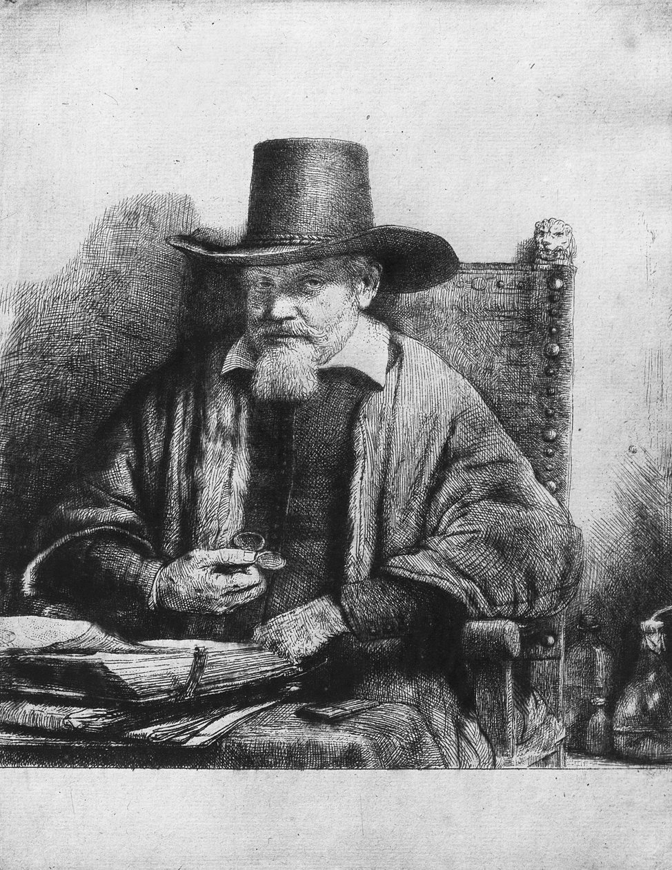 弁護士の通告またはアーノルド・トリンクス博士またはペトルス・ヴァン・トール、1656 作： レンブラント・ファン・レイン