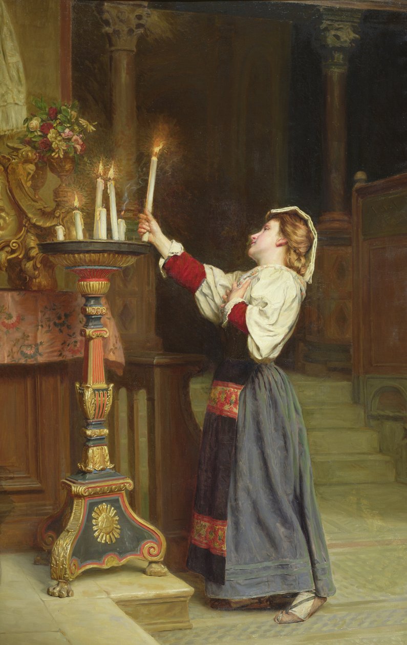 ろうそくを持つ少女、1908年 作： レミー・コッヘ