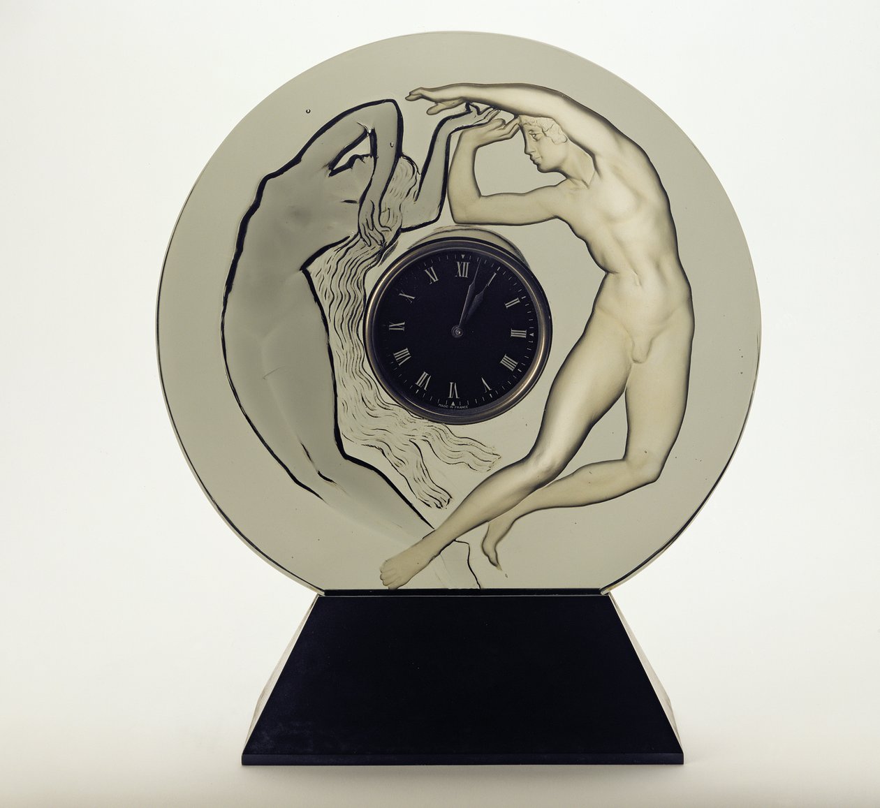 「Le Jour et La Nuit」、昼と夜の時計（スモークグレーグラス） 作： ルネ・ジュール・ラリック