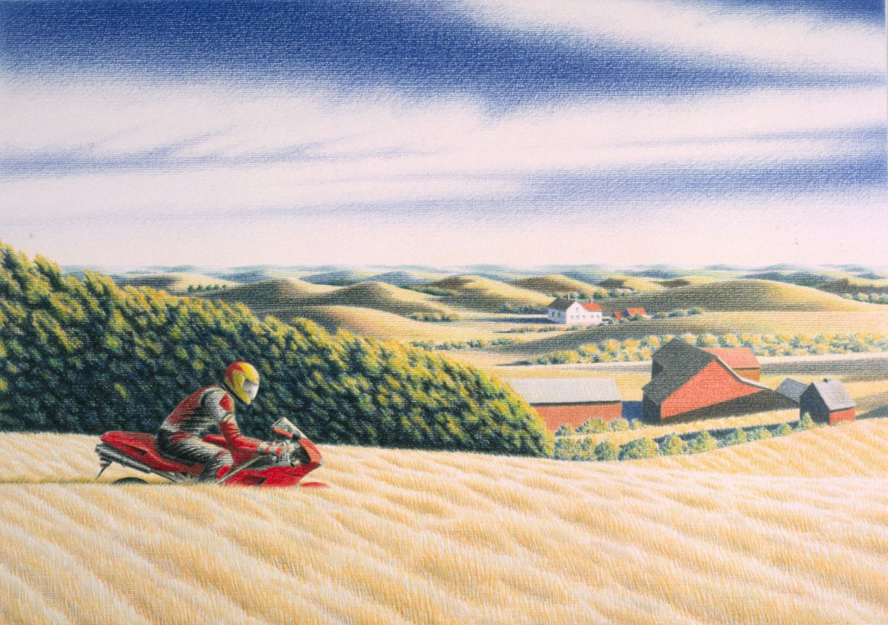 オフロード、2001年、紙に色鉛筆画 作： ルネ・ボアン