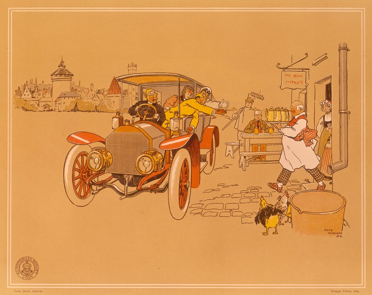 ベルリエ車の広告ポスター、1906 年 作： ルネ・ビンセント