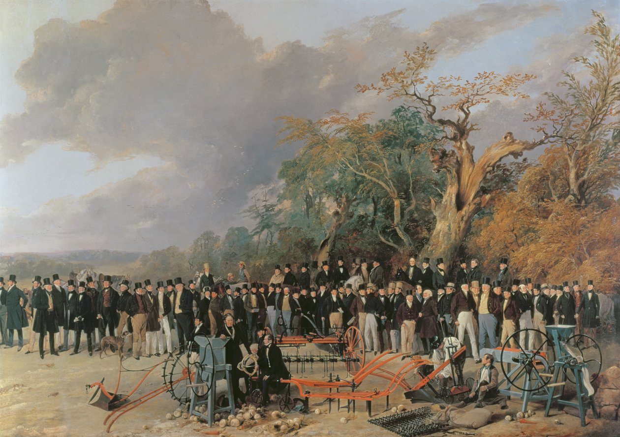 ブリストルでのイギリス王立農業協会の会合、機械と農民の詳細、1842年 作： リチャード・アンスデル