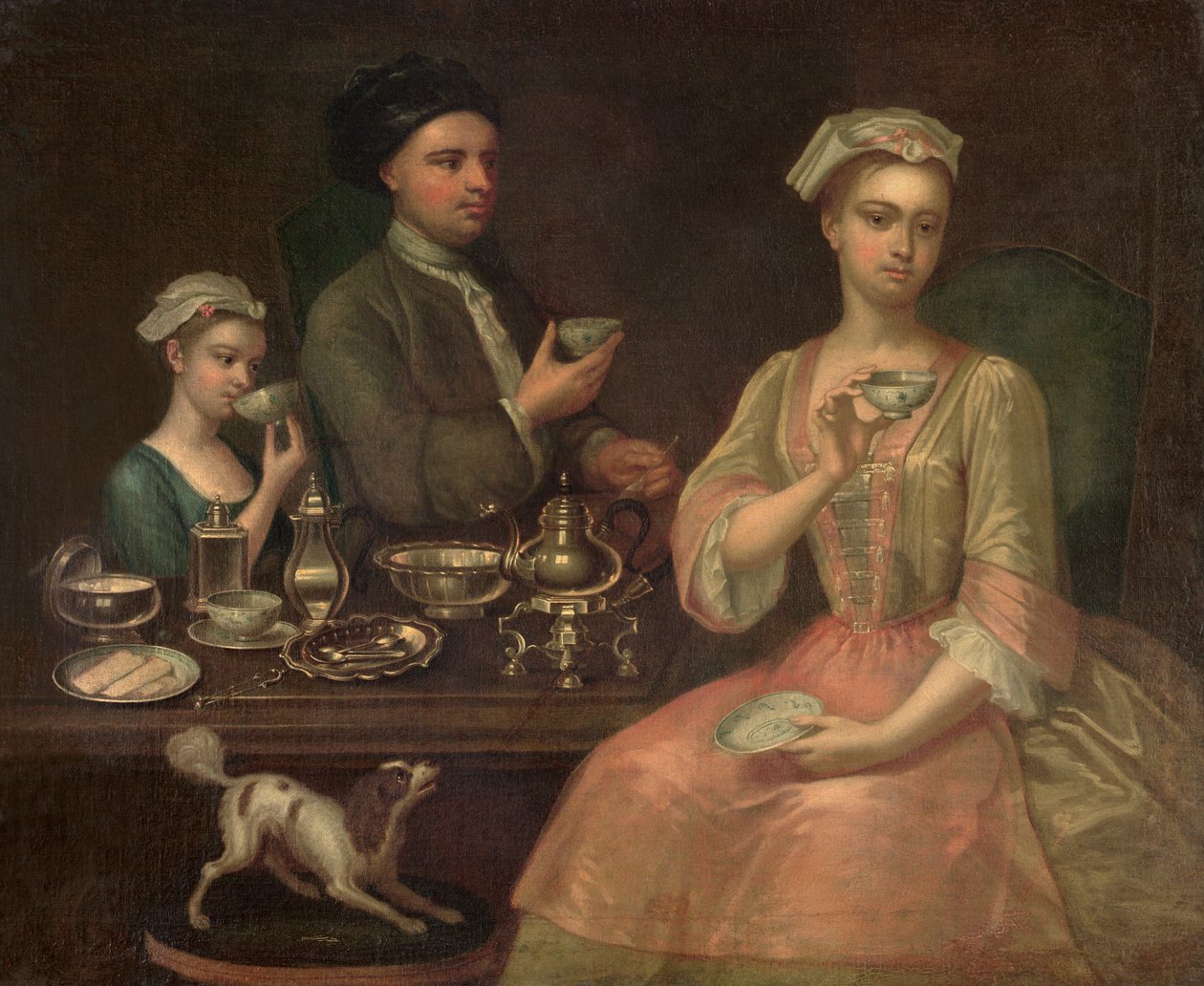 1727年頃のお茶の3人家族 作： リチャード・コリンズ
