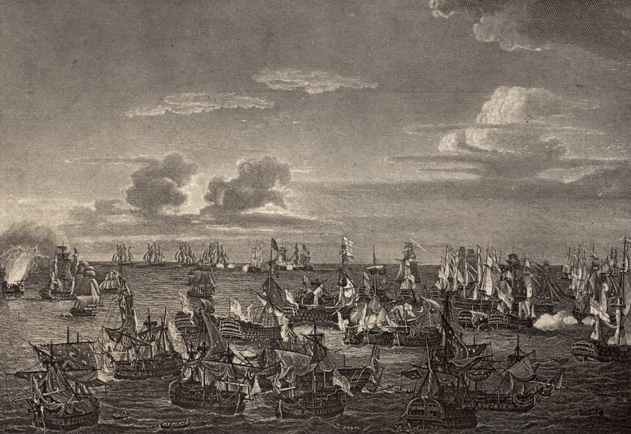 1805年のトラファルガーの戦い、ロバートサウジー（1774-1843）による「ネルソンの生涯」のイラスト、1813年に初公開 作： リチャード・ウェストール