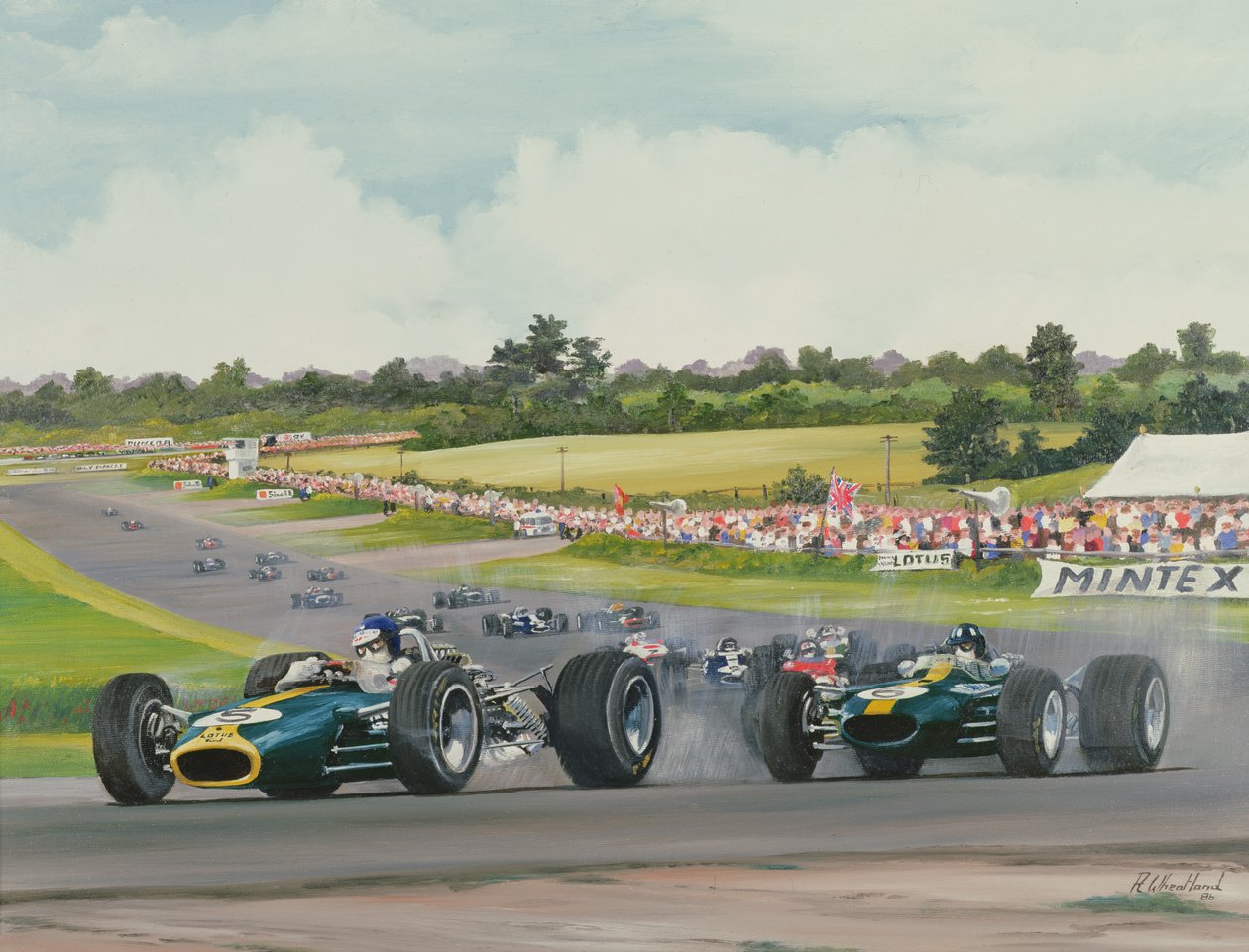 最初のラップ-1967年、シルバーストーンでのイギリスグランプリ、1986年 作： リチャードウィートランド