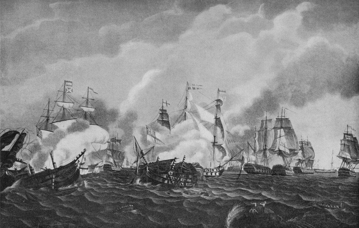 サンドミンゴ沖での行動、c1807 作： リチャード・ハラデン