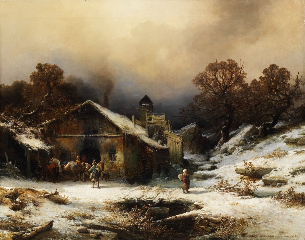 農家と雪に覆われた風景 作： リチャード・ツィンマーマン