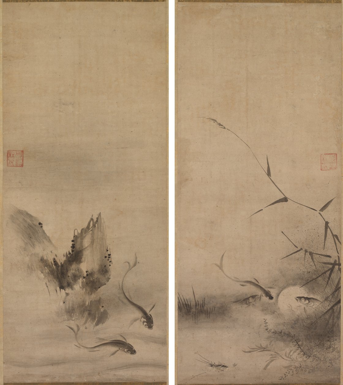 魚と岩; 魚と海藻 作： 凛京