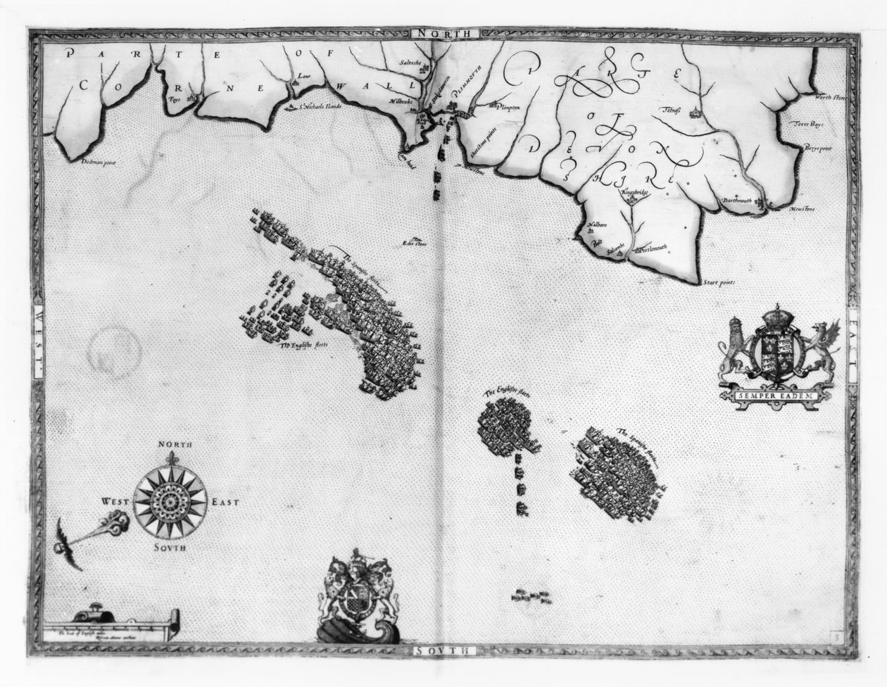 地図No.3オーガスティンライサーによって彫刻されたアルマダ艦隊のルートを示す、1588 作： ロバート・アダムス