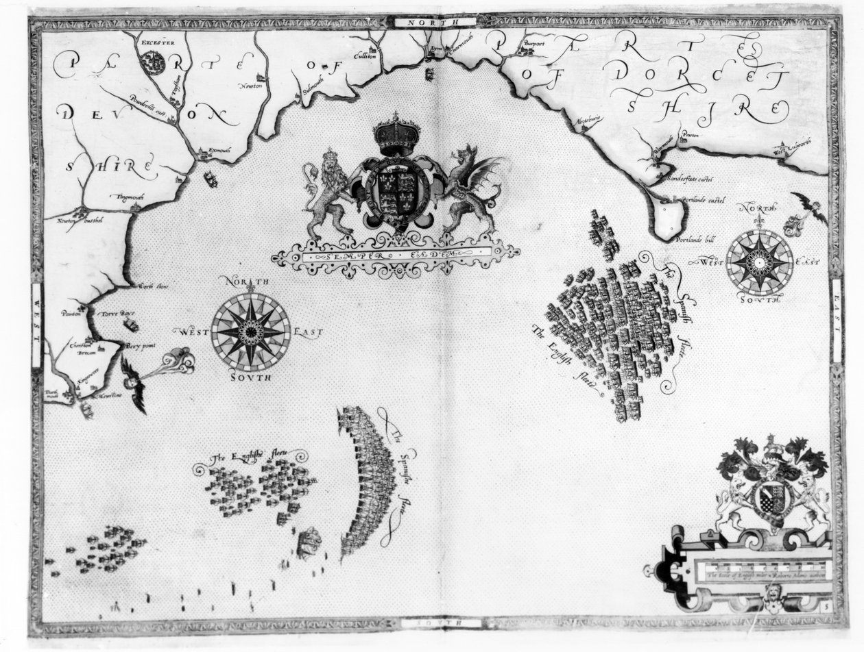 地図No.5オーガスティンライサーによって刻まれたアルマダ艦隊のルートを示す、1588 作： ロバート・アダムス