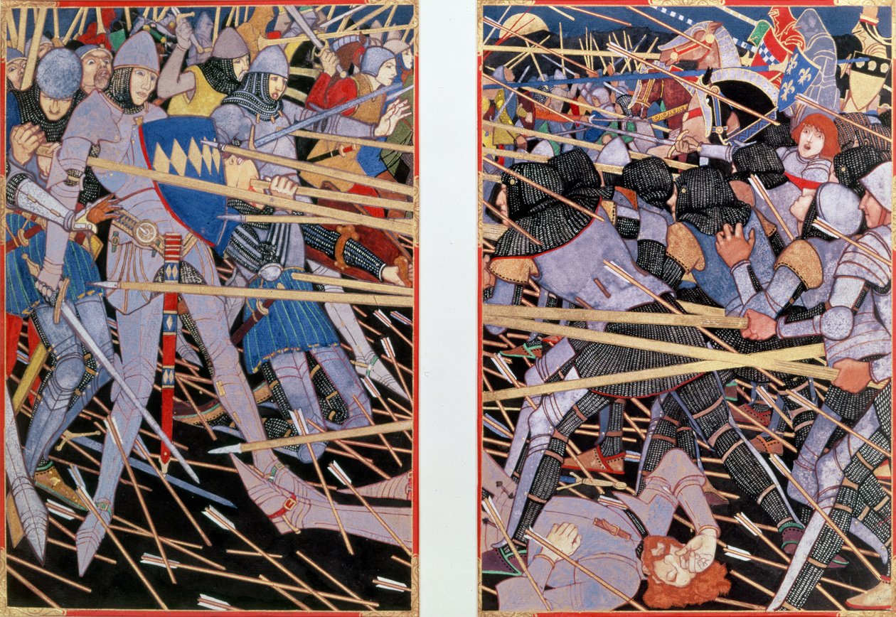 オッターボーンの戦いのイラスト：しかし、ペルシーは彼の手編みの剣（ガッシュ、金、紙にインク） 作： ロバート・バーンズ