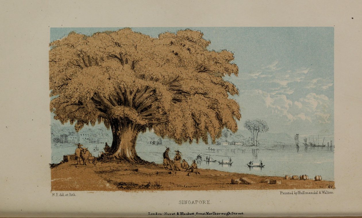 シンガポール、ノーフォーク出身の裕福な若い英国紳士、ロバートエルウィス（1819〜1878）による水彩画。 作： ロバート・エルズ