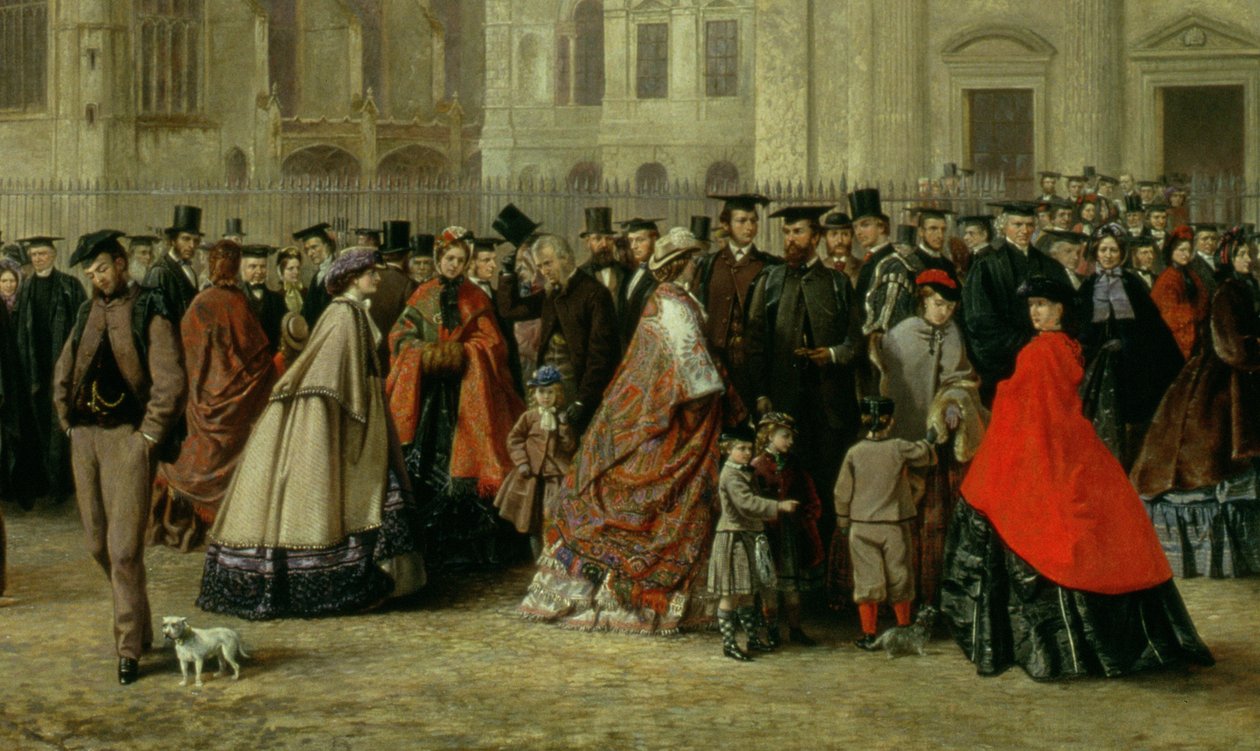 1863年にケンブリッジで学位を取得した朝の油彩、169477のキャンバスのディテール 作： ロバート・ファレン
