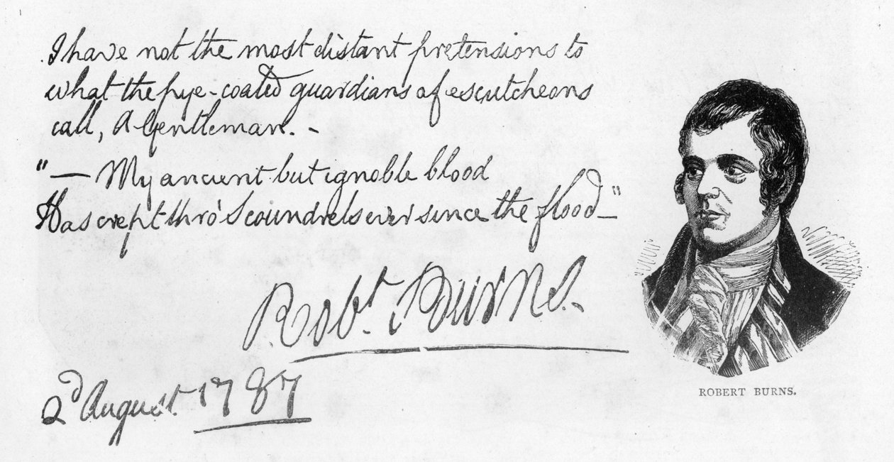 ロバートバーンズの手書きおよび署名、1787 作： ロバート・バーンズ