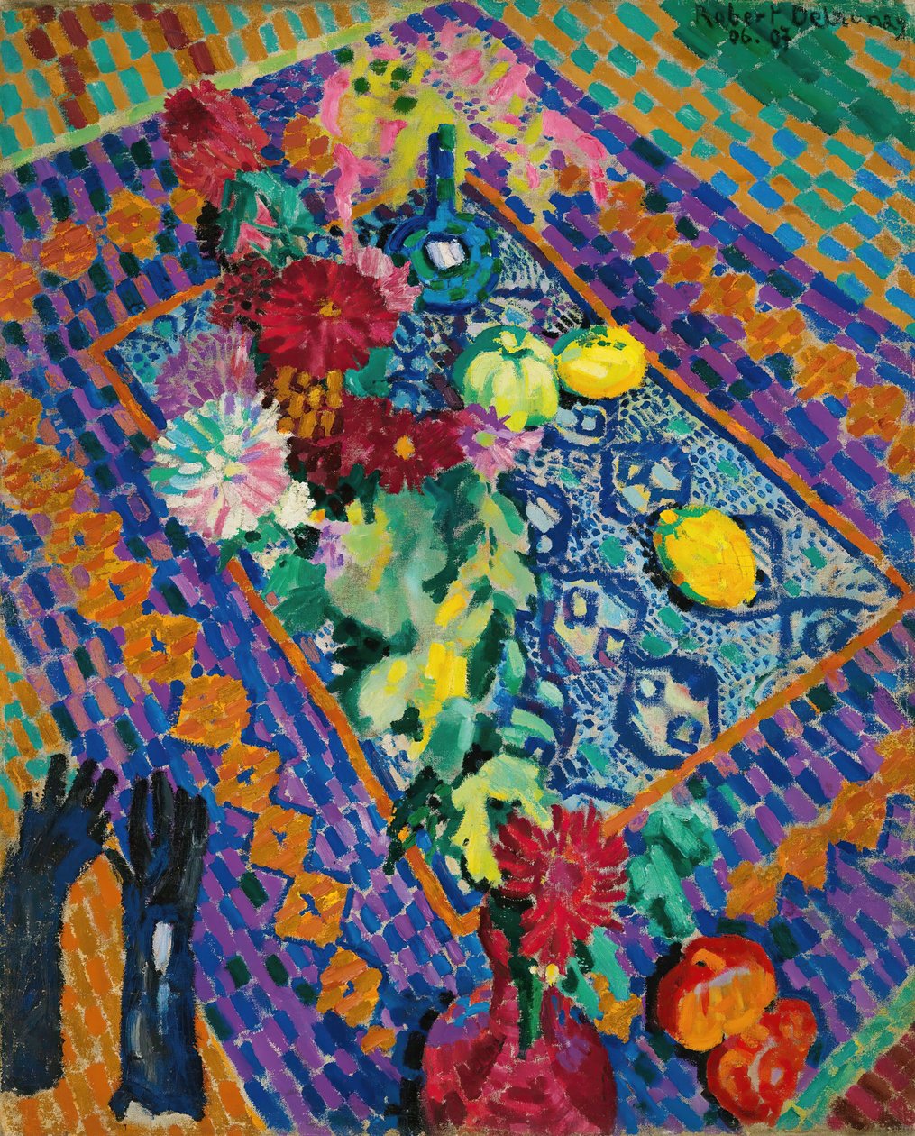 手袋のある静物、1906-1907。 作： ロバート・ドローネー