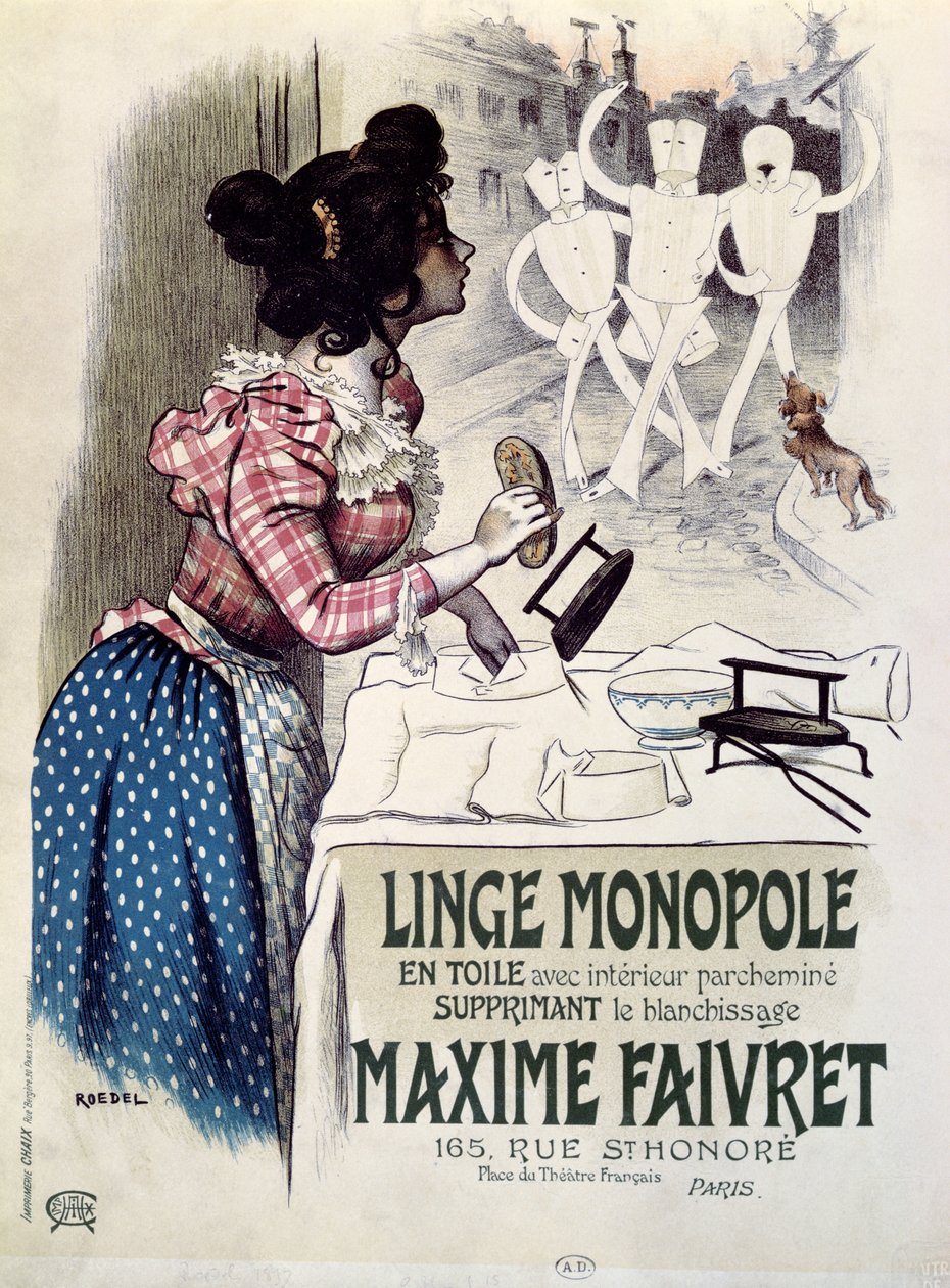 「Linge Monopole」アンチホワイトニング製品の広告ポスター、c.1895 作： ローデル