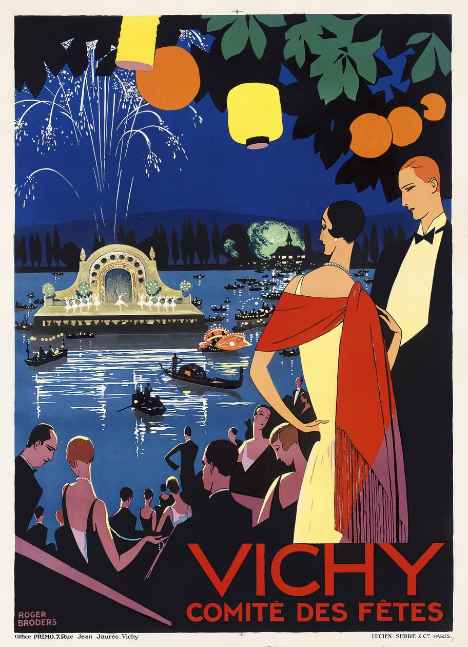 フランス、ヴィシーの広告ポスター、1930年頃（カラーリトグラフ） 作： ロジャーブロダース