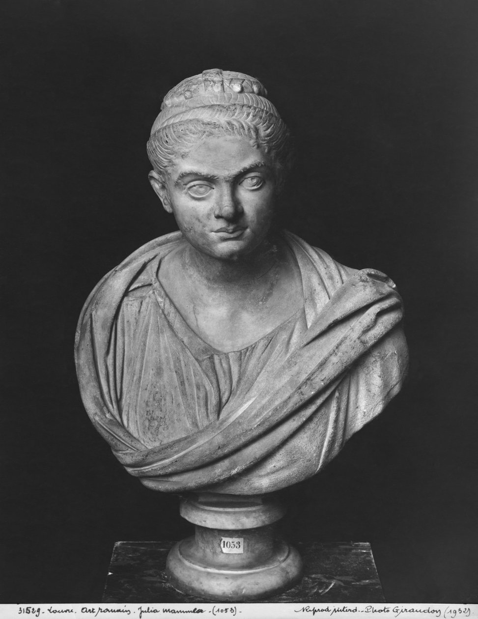 ジュリア・マメアの胸像（180-235 AD）セブルス皇帝の母アレクサンドル（205-235 AD）c.230（大理石） 作： 小説
