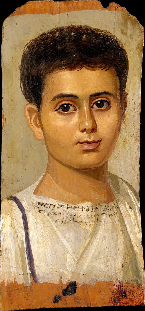 少年エウティケの肖像、西暦100〜150年 作： ローマ時代のエジプト人