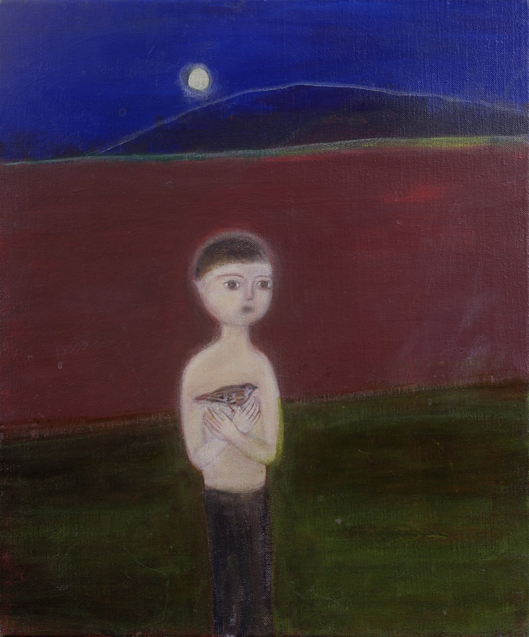 Boy in the Moonlight、2002アクリル、キャンバス） 作： ロヤ・サラリ