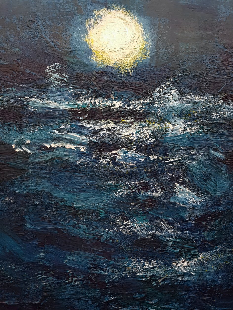 海に浮かぶ満月 作： ルクシ