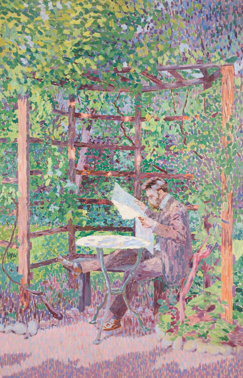 あずまやで読書する男性 作： ルドルフ・ジャンク