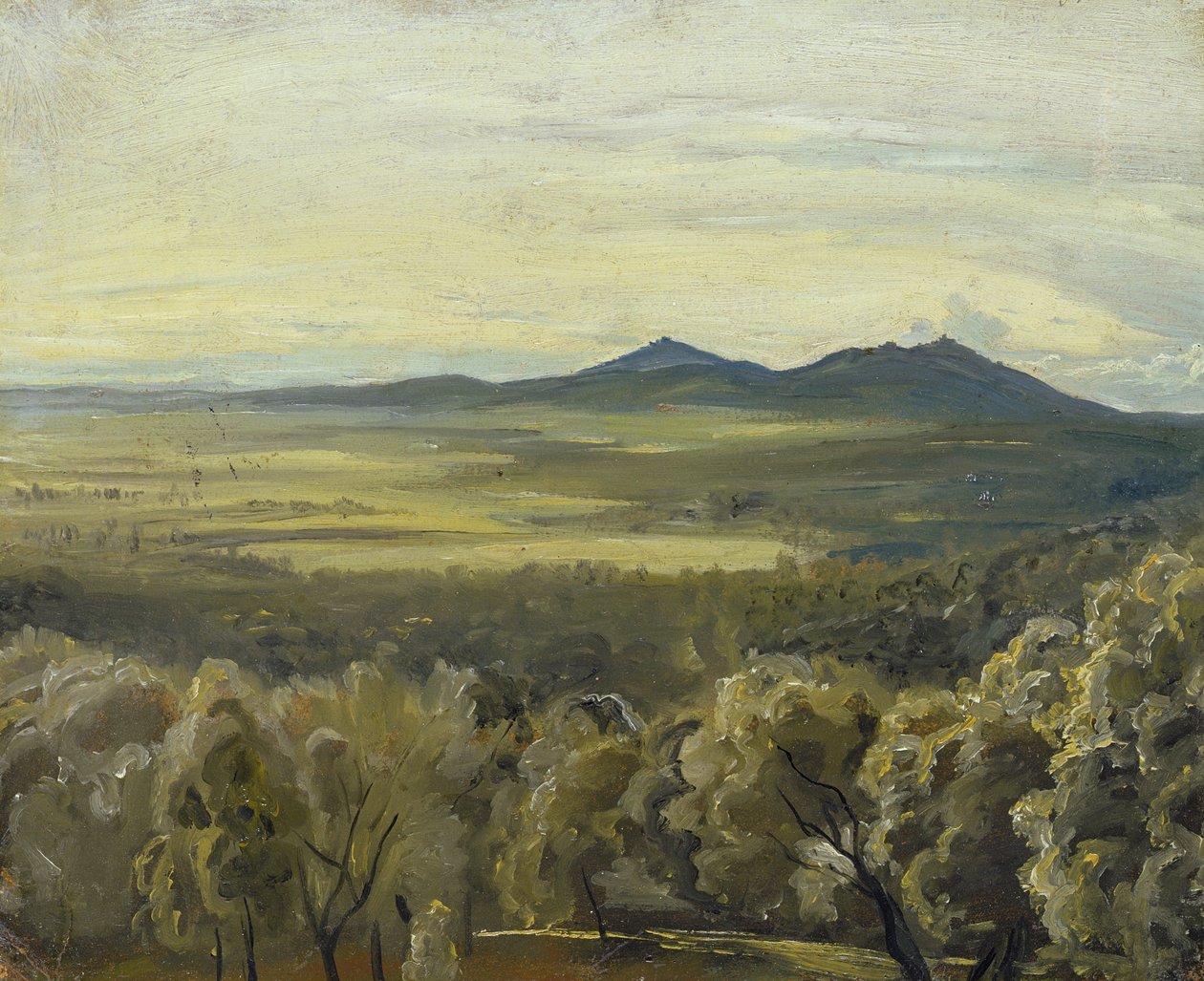 イタリアの風景、1833年（板紙に油を塗った紙に油彩） 作： ルドルフ・フリードリヒ・ワスマン