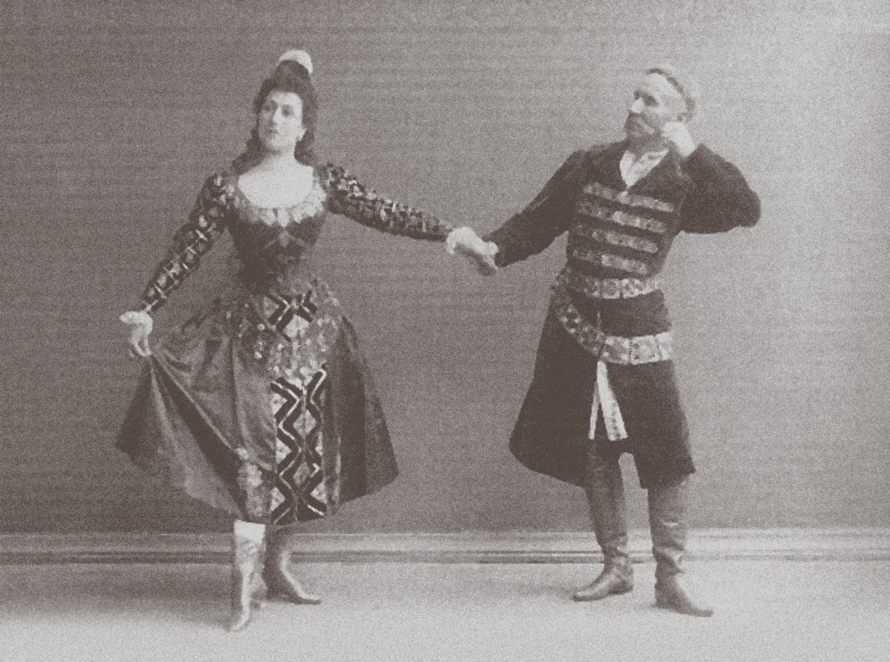元のイヴァノフにあるマズルカ（ポーランドのダンス）でのジュリアとフェリックスクシェシンスキー、1895年 作： ロシアの写真家