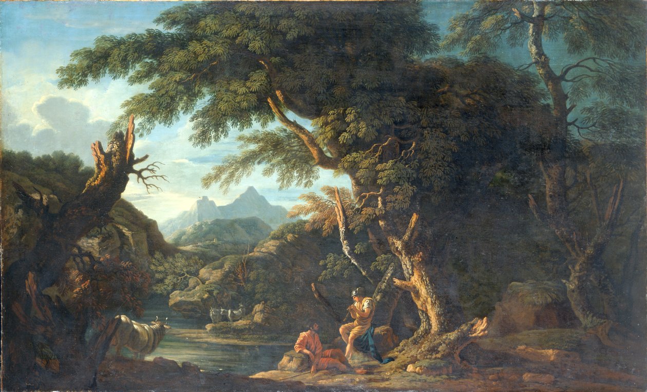 「マーキュリーと木こり」、1635-1673 作： サルヴァトールローザ