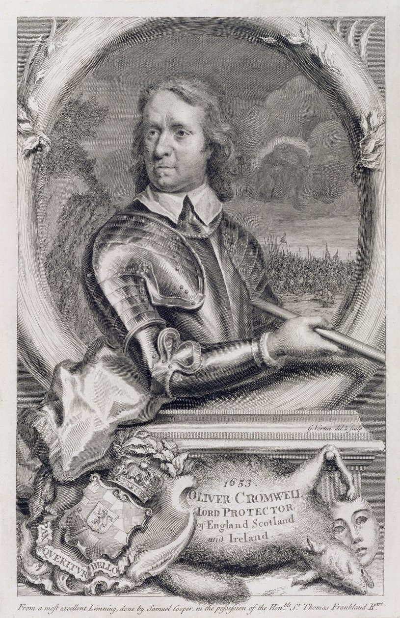 オリヴァー・クロムウェル（1599-1658）1653年のイングランド、スコットランド、アイルランドの主守護者、ジョージ・バーチュー（1684-1756）によって彫刻 作： サミュエル・クーパー