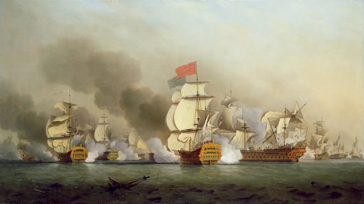 副海軍大将ジョージ・アンソンズ（1697-1762）フィニステレ岬沖での勝利、1749年油彩、カンバス 作： サミュエル・スコット