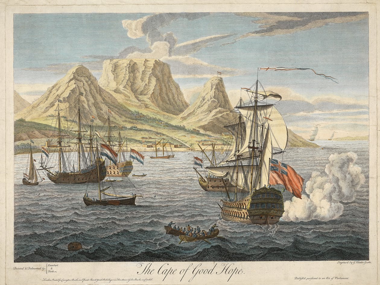 喜望峰、パブ。 C. 1731（手描きの彫刻） 作： サミュエル・アフターとランバート・スコット