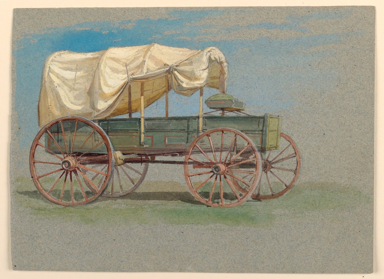 図面、幌馬車、1870-80年 作： サミュエル・コルマン