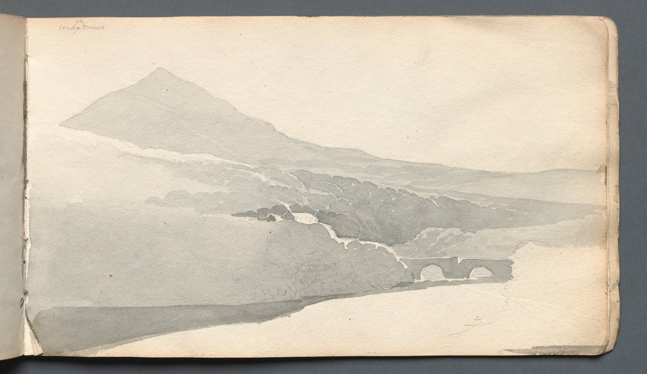 スケッチブック「橋のある山岳風景」 作： サミュエル・プラウト