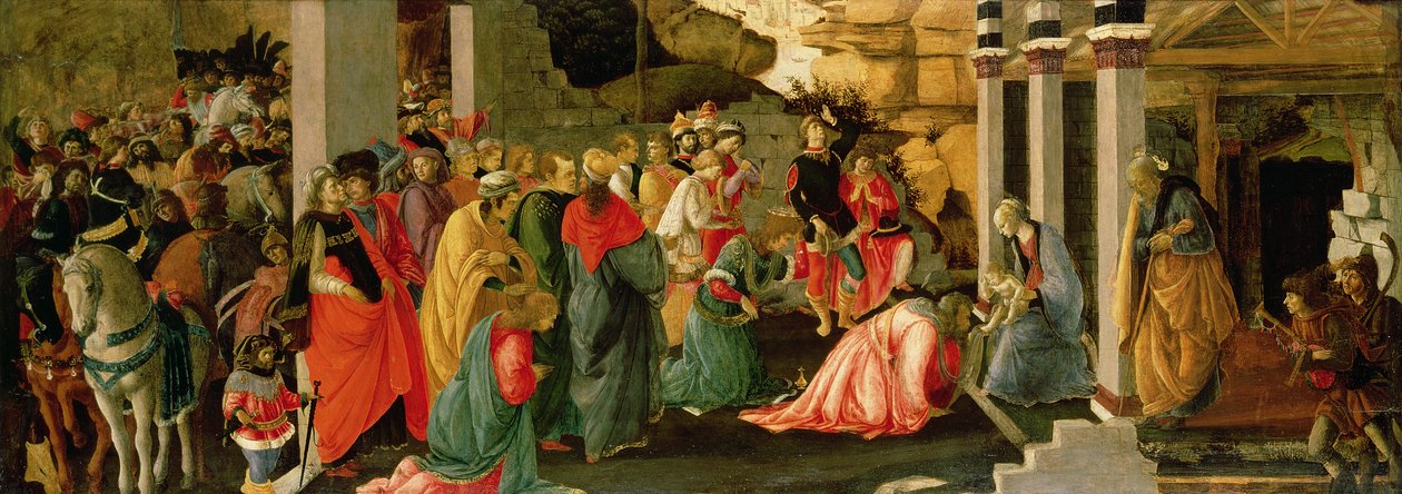 賢者の礼拝、c.1470（パネル上のテンペラ） 作： Sandro Botticelli