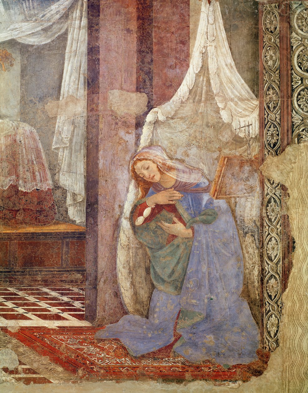 受胎告知、処女の詳細、1481（木の上のテンペラ） 作： Sandro Botticelli