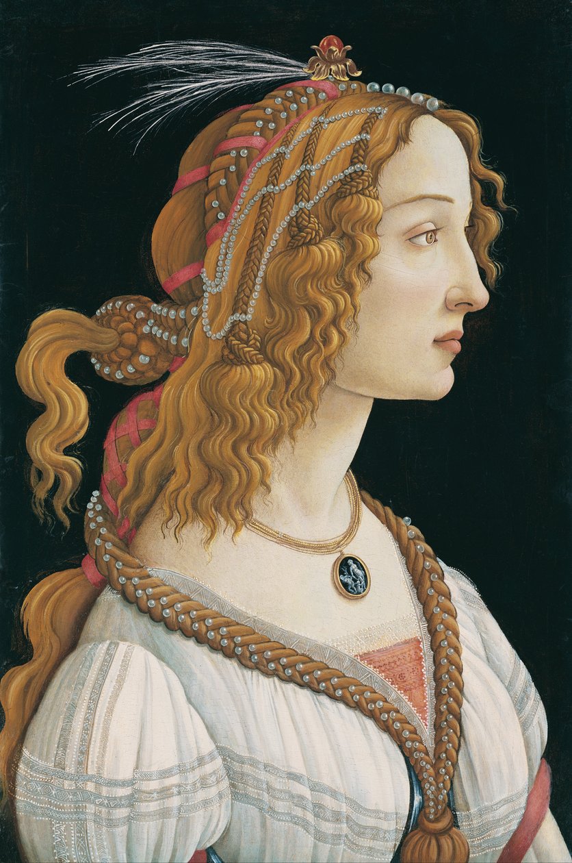 女性の理想化された肖像画（ニンフとしてのシモネッタ・ヴェスプッチの肖像） 作： Sandro Botticelli