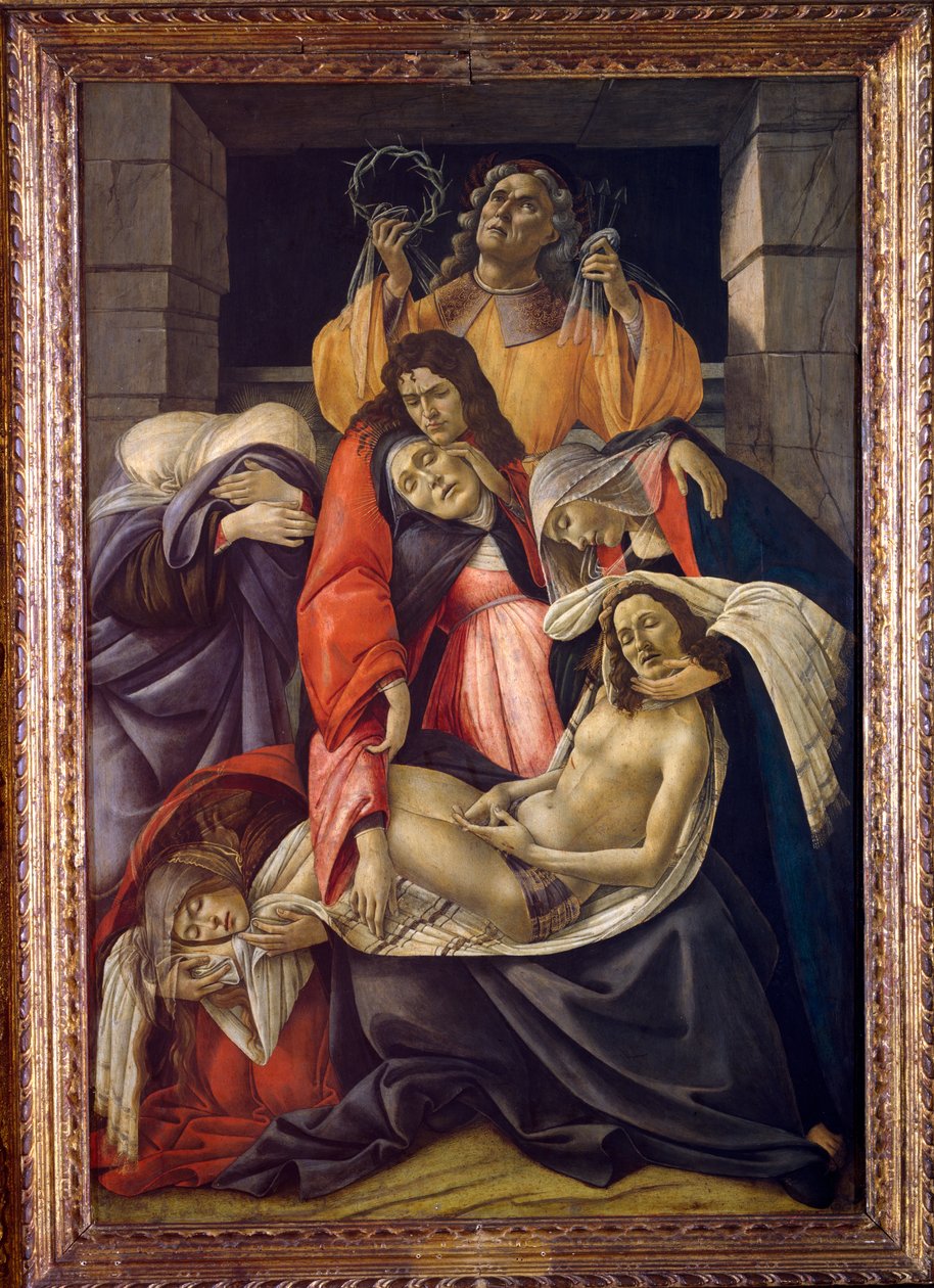 死んだキリストの嘆き、1490年から1500年頃（木の上の油） 作： Sandro Botticelli