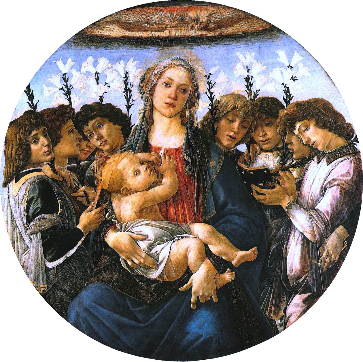 マドンナと歌う天使の子供 作： Sandro Botticelli