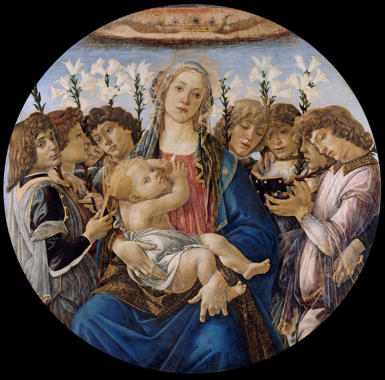子供と歌う天使とメアリー 作： Sandro Botticelli
