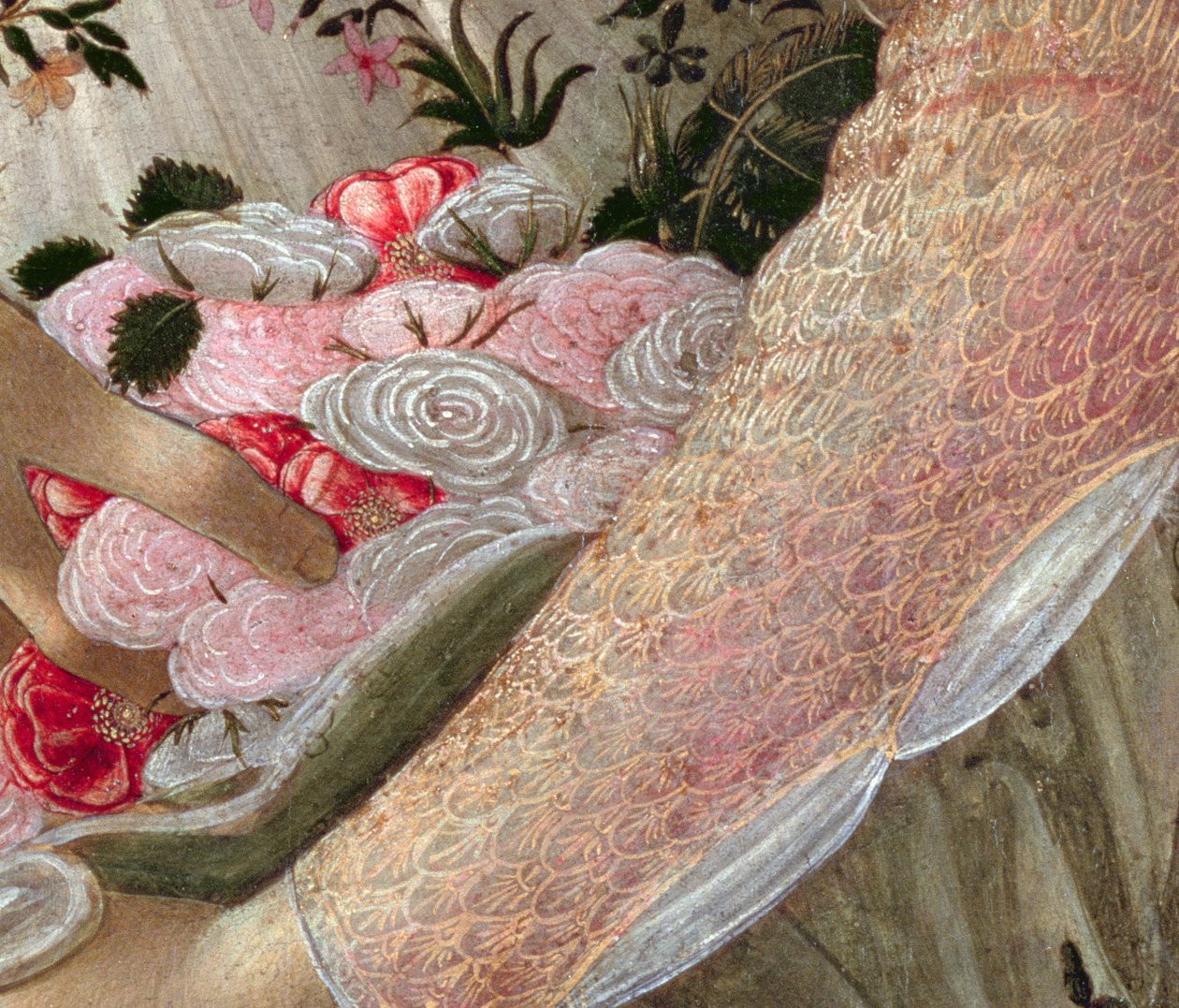 Primavera、c.1478、パネル詳細558のテンペラ 作： Sandro Botticelli