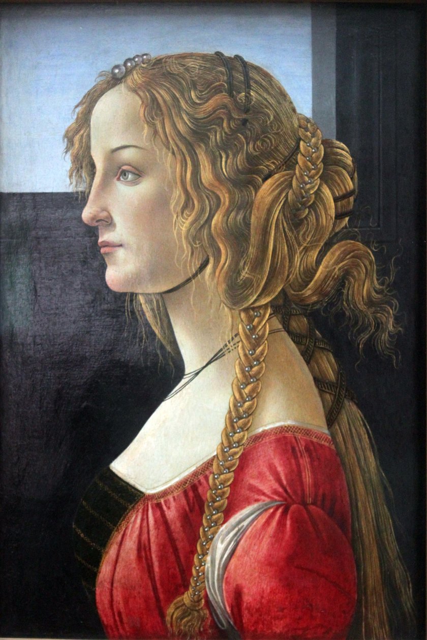 若い女性の横顔の肖像画 作： Sandro Botticelli