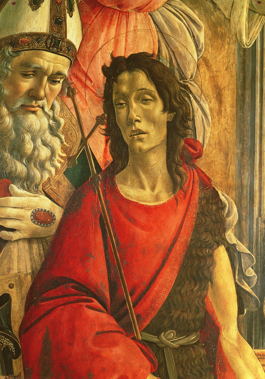 洗礼者聖ヨハネ、聖バルナバ祭壇画の細部c.1487（パネル上のテンペラ） 作： Sandro Botticelli