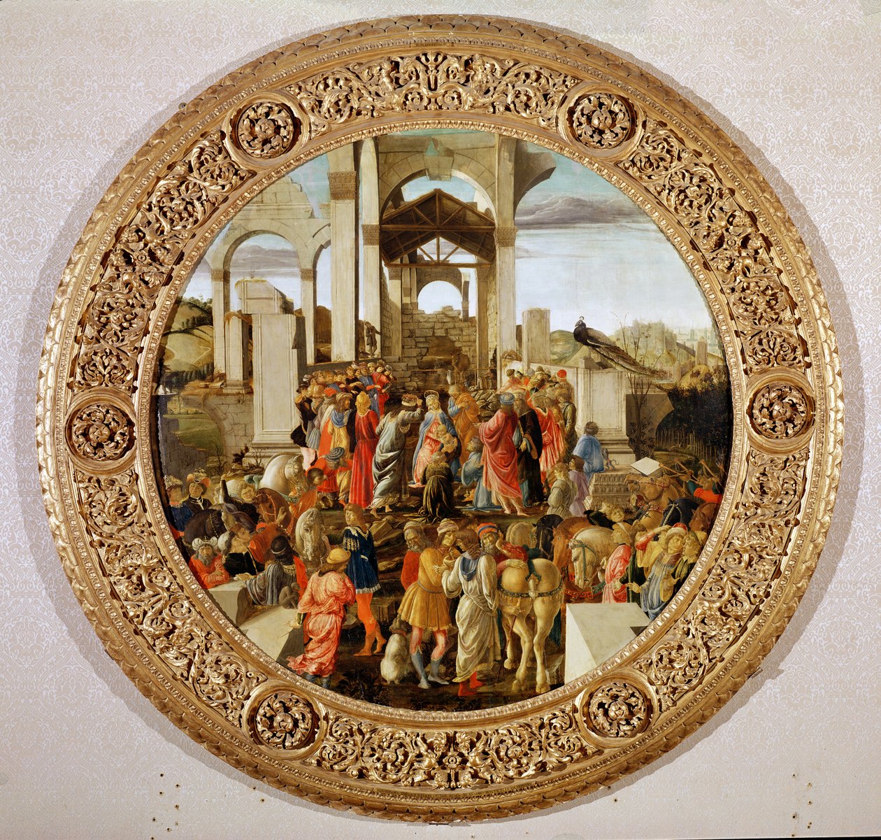 王家の礼拝、c.1470-75（パネル上のテンペラ）（詳細は186450-186451を参照） 作： Sandro Botticelli