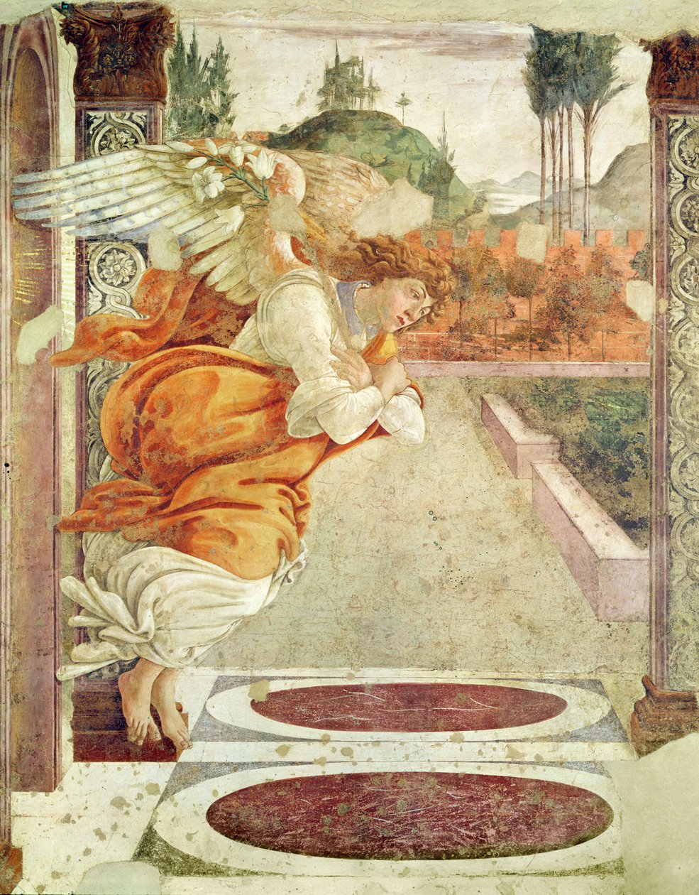 受胎告知（左のセクション）、1481 作： Sandro Botticelli