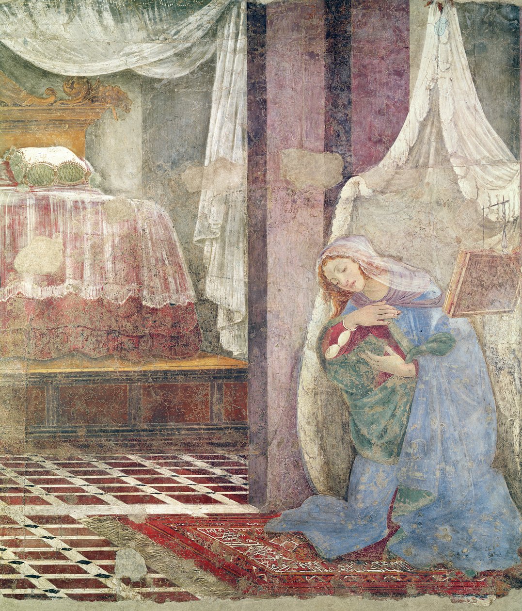 右のセクションの受胎告知の詳細、c.1445フレスコ画 作： Sandro Botticelli