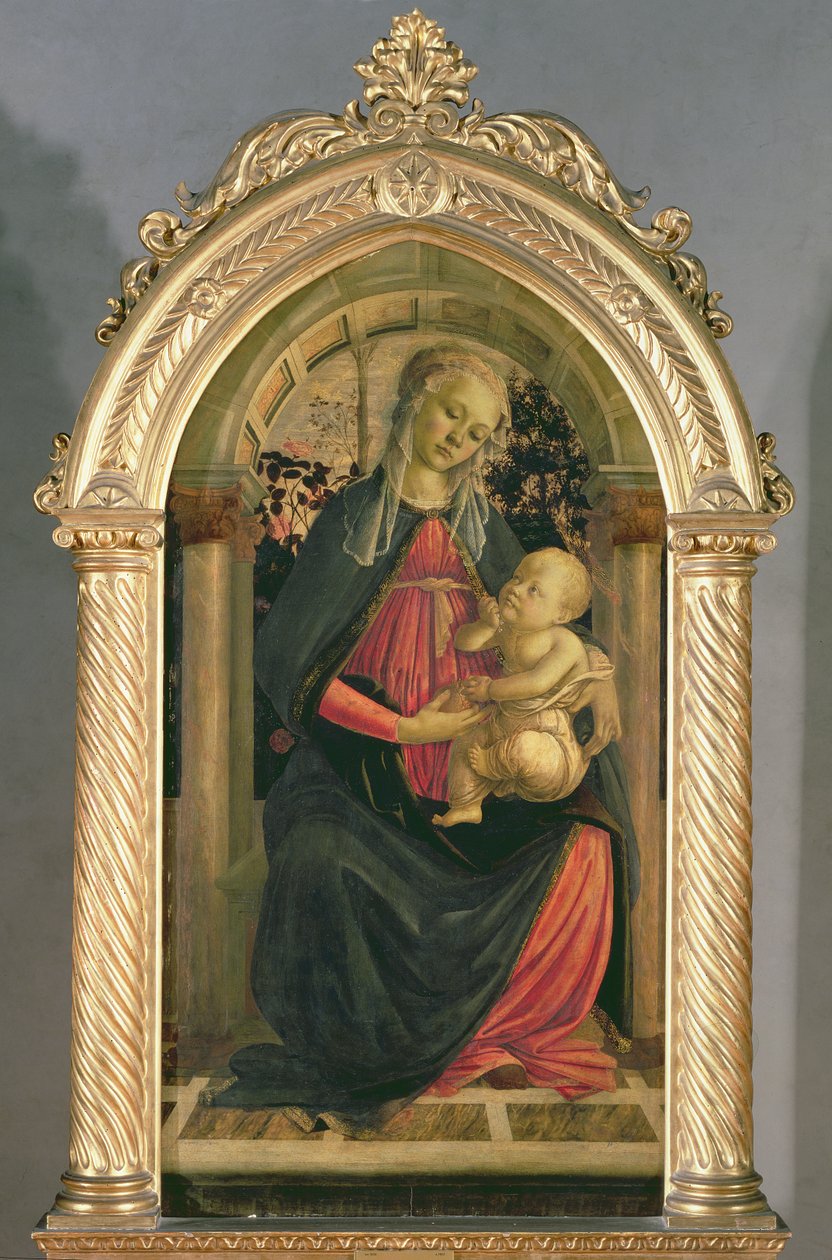 バラのマドンナ、1470年頃（パネル上のテンペラ） 作： Sandro Botticelli