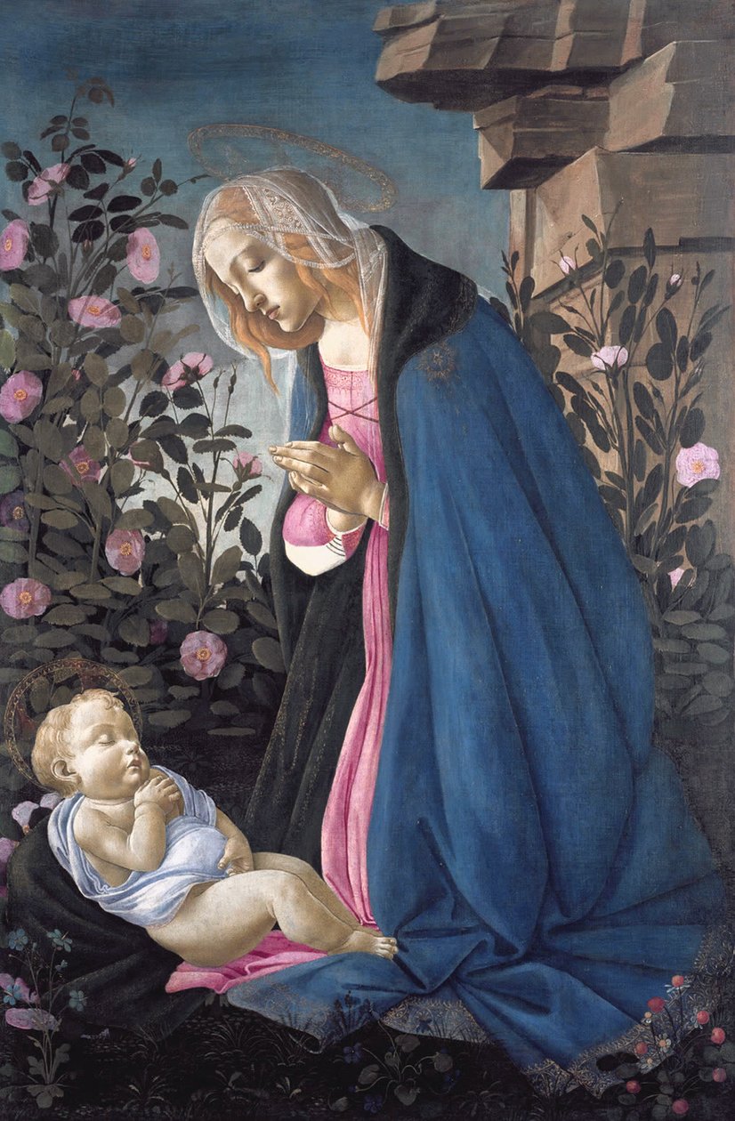 眠っているキリストの子供を崇拝する聖母 作： Sandro Botticelli