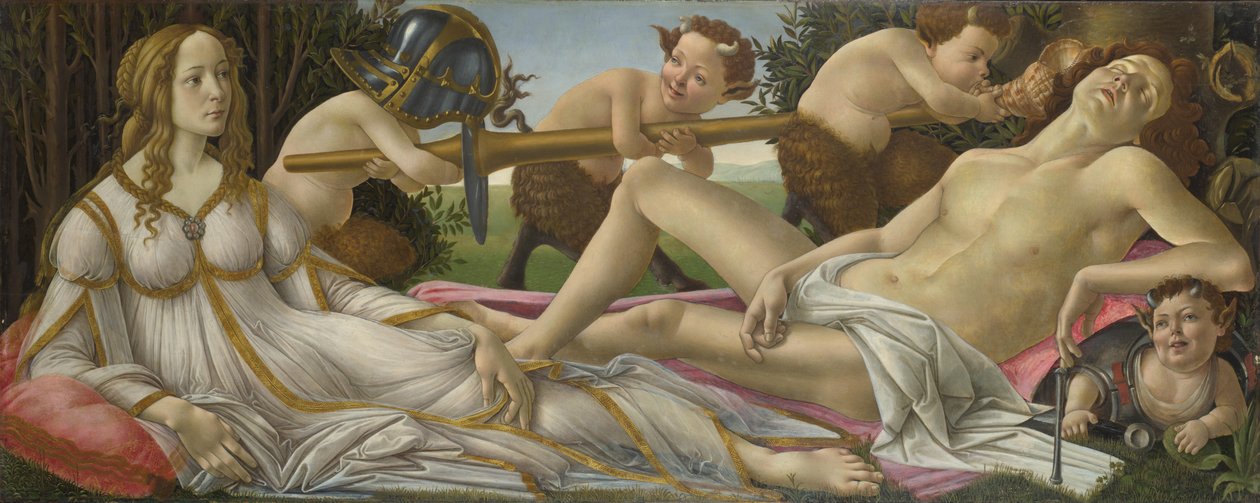 金星と火星、1485年（パネル上のテンペラとオイル） 作： Sandro Botticelli